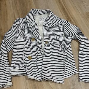 Frank & Eileen Black and White Striped Blazer